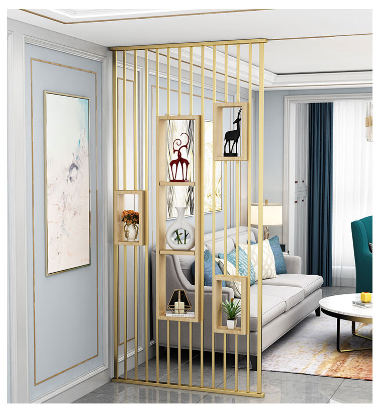 承光殿铁艺屏风隔断墙客厅玄关轻奢金属格栅北欧现代简约镂空装饰入户