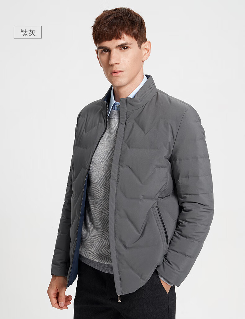 梦特娇2022春季新款男士羽绒服外套休闲百搭简约男式保暖轻薄z4钛灰52