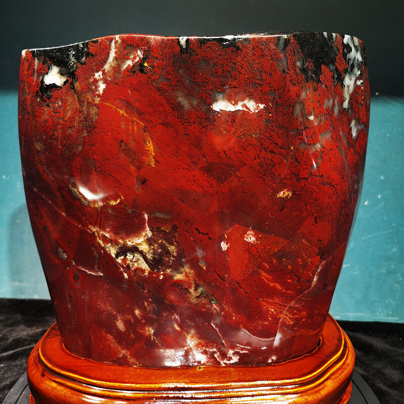 知茗天然鸡血玉原石摆件精品奇石家居饰品收藏酒店玉石别墅送礼