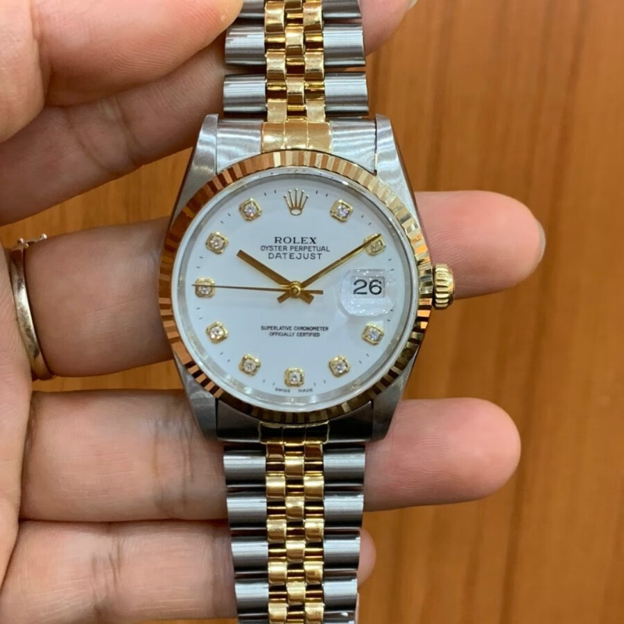 二手95新rolex劳力士日志型系列16233自动机械男表36mm表径18k金二手