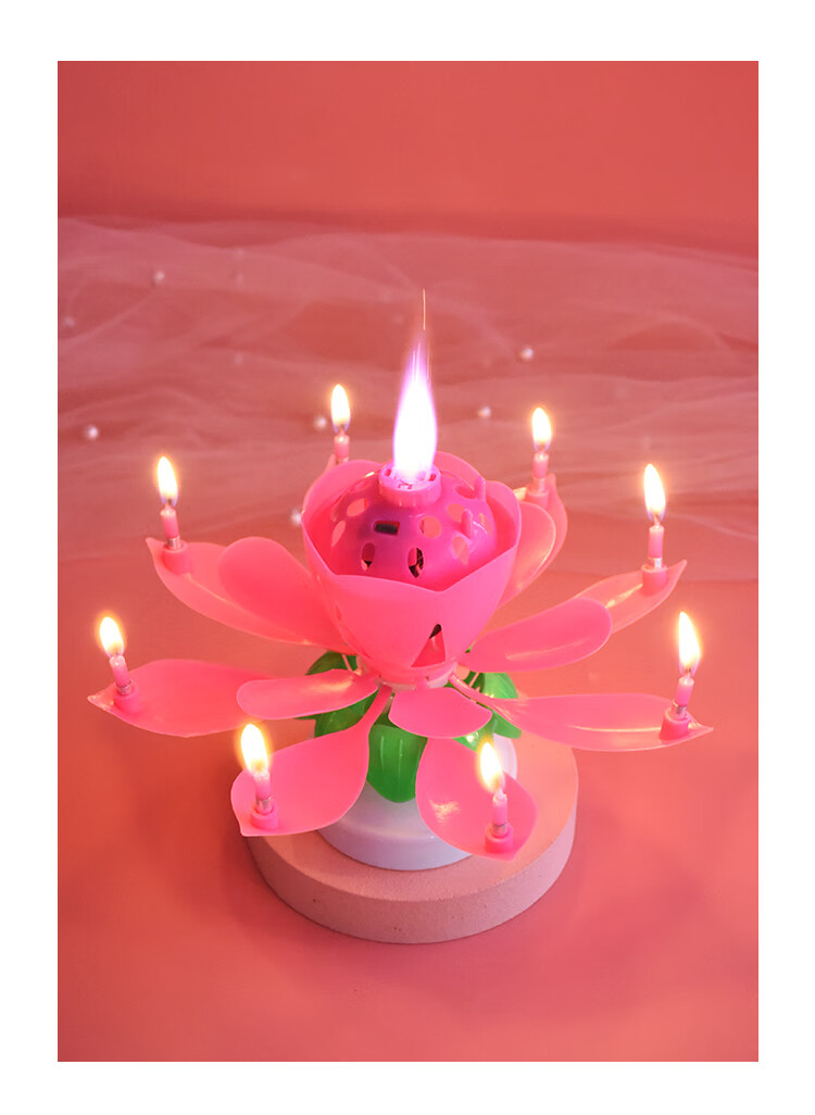 抖音旋转生日蜡烛 网红莲花音乐生日蜡烛创意旋转开花唱歌浪漫彩色