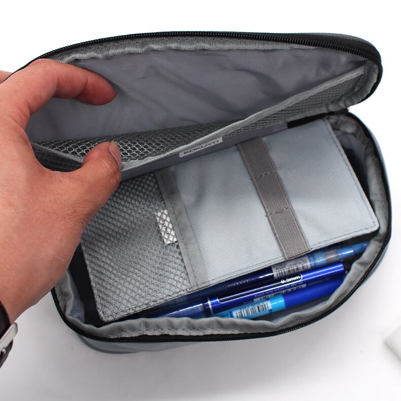 kokuyo笔袋国誉笔袋可扩展开多层文具盒双拉链大容量学生双层笔袋京固