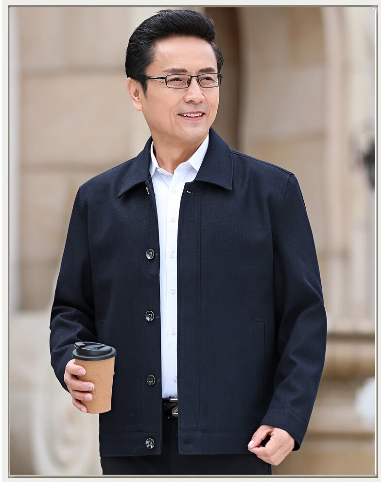 领导干部夹克新款中年男士外套爸爸秋装中老年人春秋衣服商务休闲823