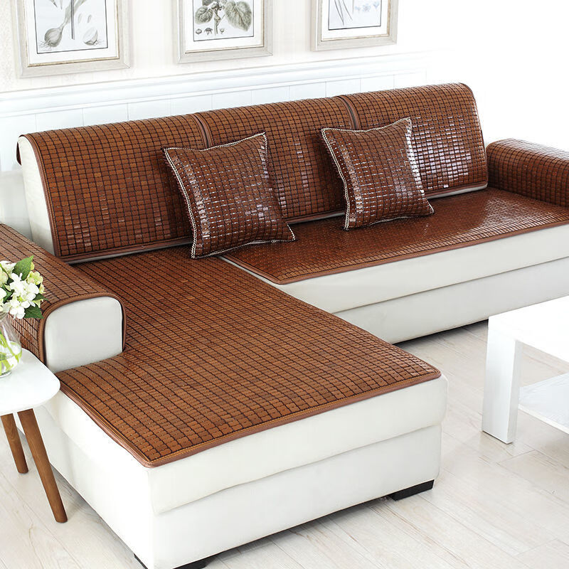 夏季麻将沙发垫竹套夏天客厅凉垫夏天款通用定做窄边单筋款金色60180