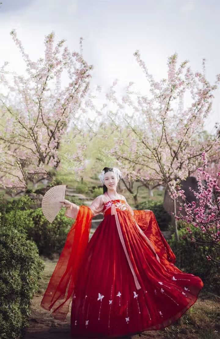 精选女装汉服女正版春樱齐胸粉蓝学生古装衣服女春秋季中国风气襦裙