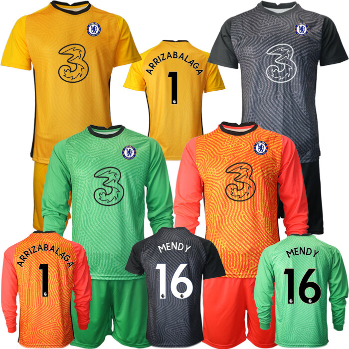 耐克切尔西守门员1号凯帕16号门迪门将服球衣儿童装足球服浅灰色短袖