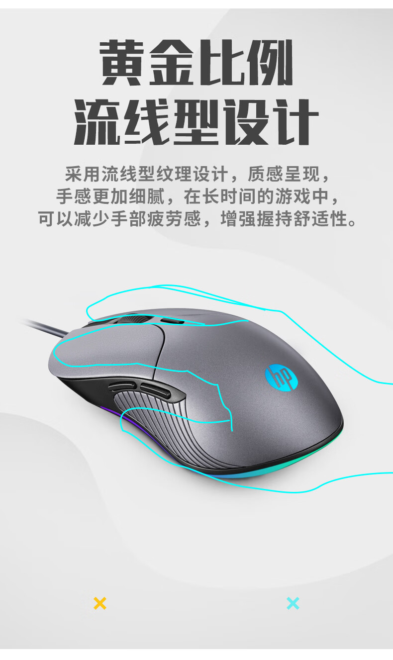 惠普hpm280有线电竞游戏机械鼠标全键宏编程鼠标cf吃鸡lol绝地求生