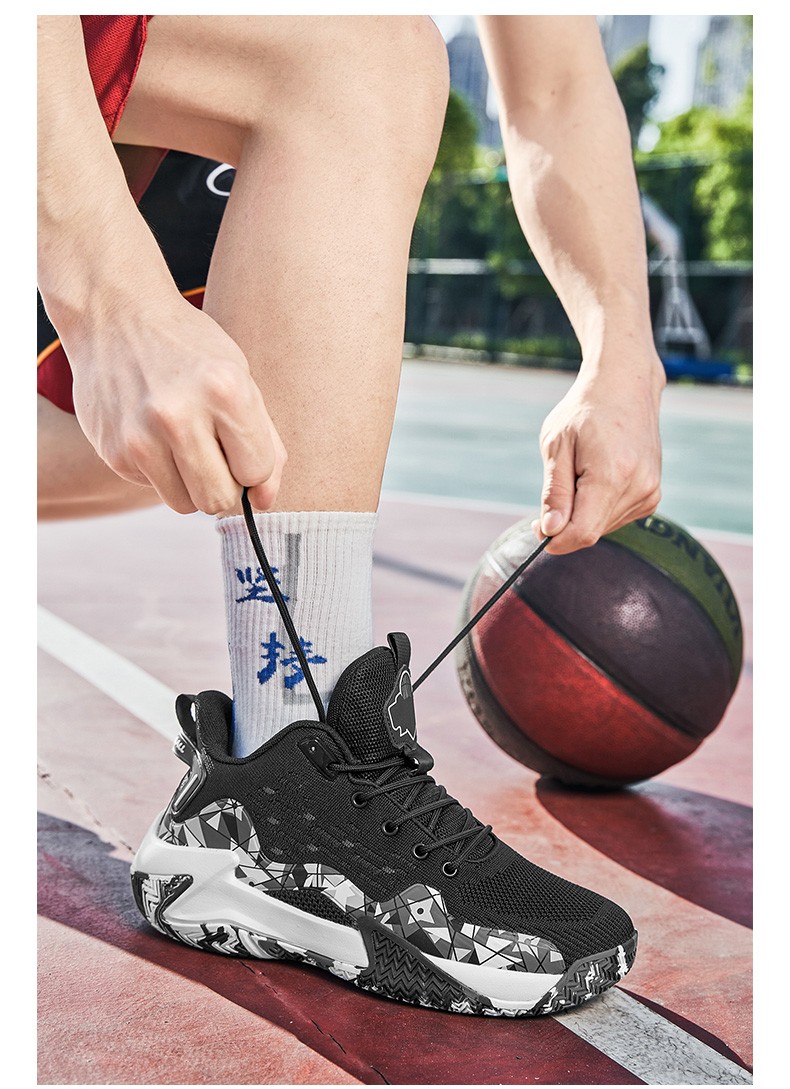 喜得龙篮球鞋男夏季透气网面青少年球鞋男实战训练学生中考试战靴国潮