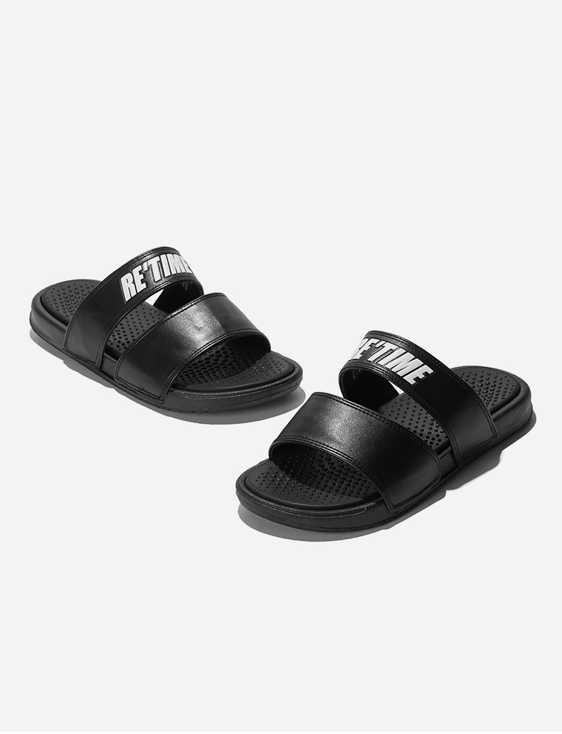 热风男鞋hotwind 新款男士休闲拖鞋室内外休闲鞋一字拖 01黑色 39