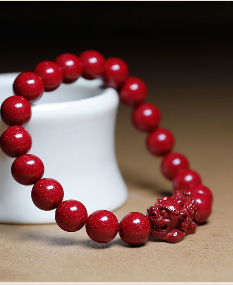 顶盈天然湘西朱砂貔貅手串本命年男女高纯度帝王砂紫金砂手链情侣款珠