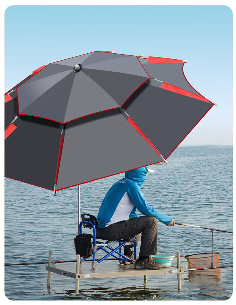 钓鱼伞大钓伞加厚加固黑胶防晒防暴雨万向折叠防雨户外钓伞遮阳防晒