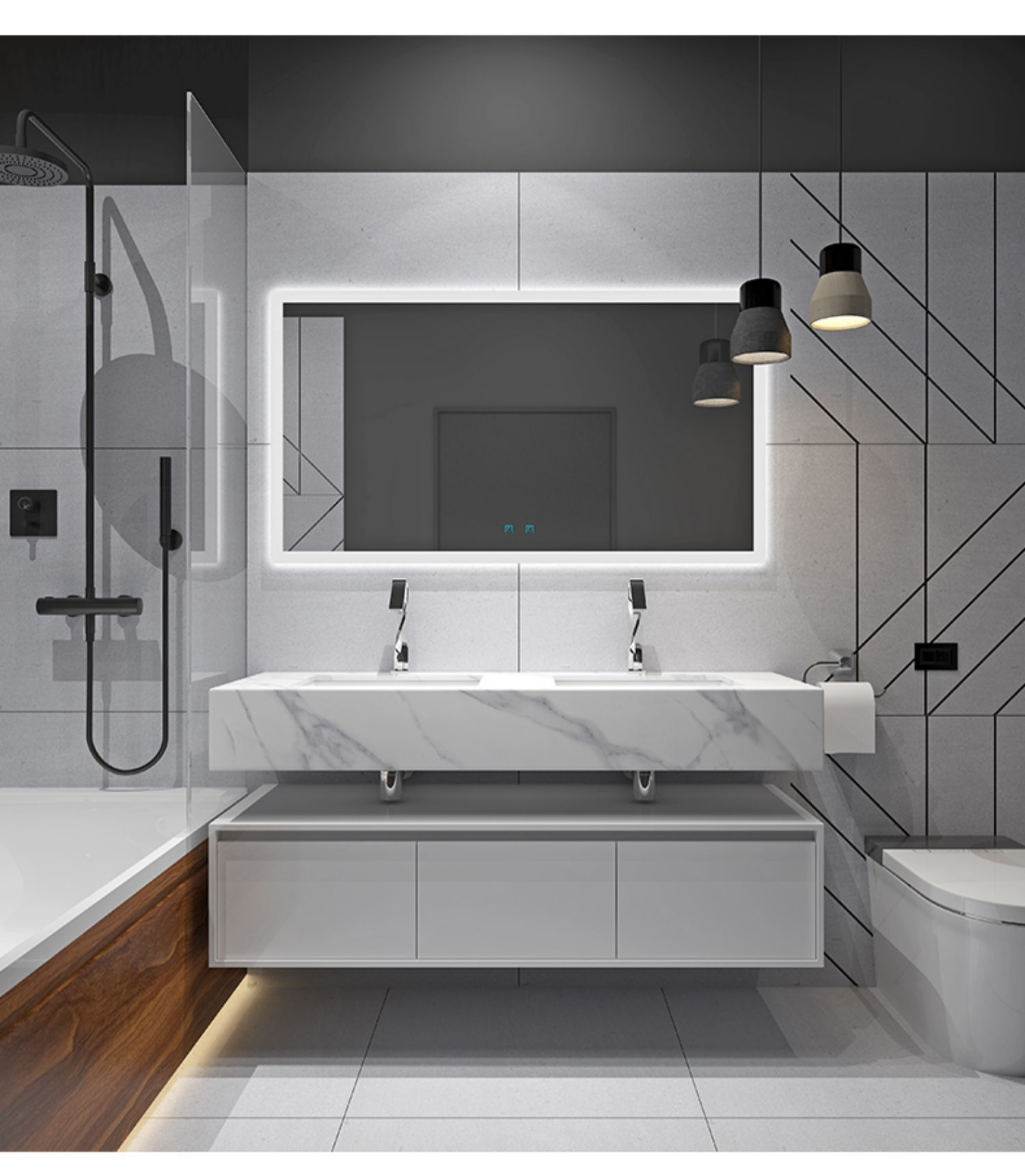 丰岩板一体盆浴室柜洗脸池洗漱台盆柜实木现代简约酒店风卫浴80cm套装