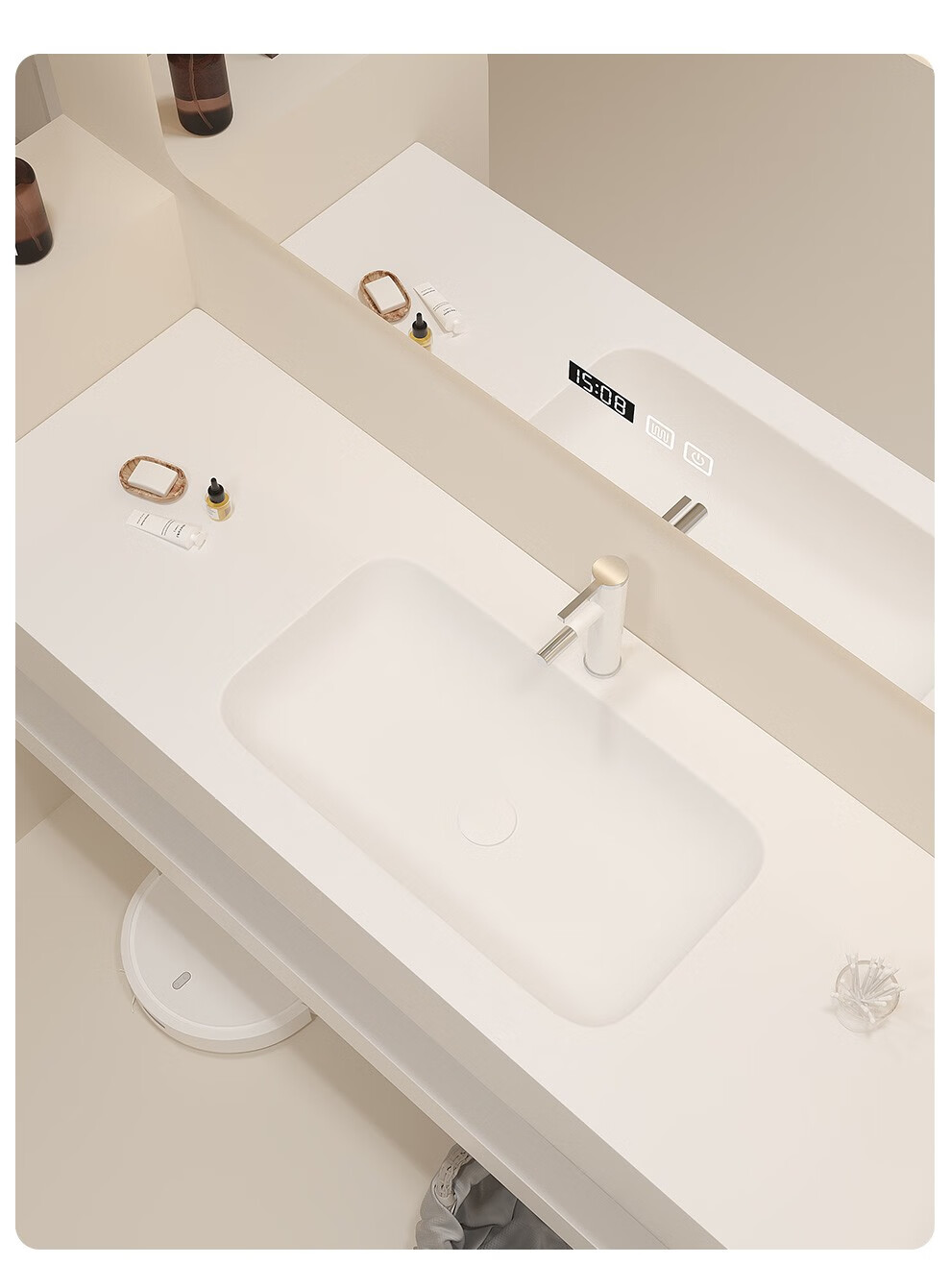 科勒(kohler) 杜邦可丽耐肤感一体盆卫生间浴室柜组合无缝陶瓷盆洗脸