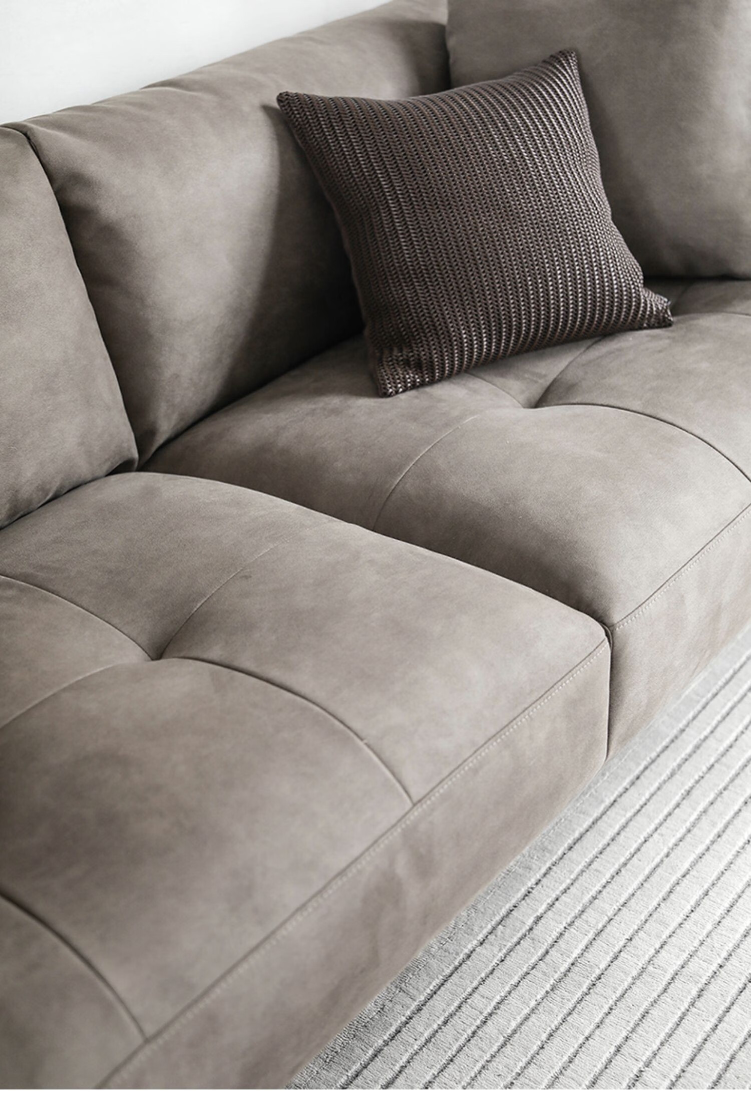 北欧表情/chel科技布布艺沙发意式客厅简约现代小户型# 褐灰色 多人位