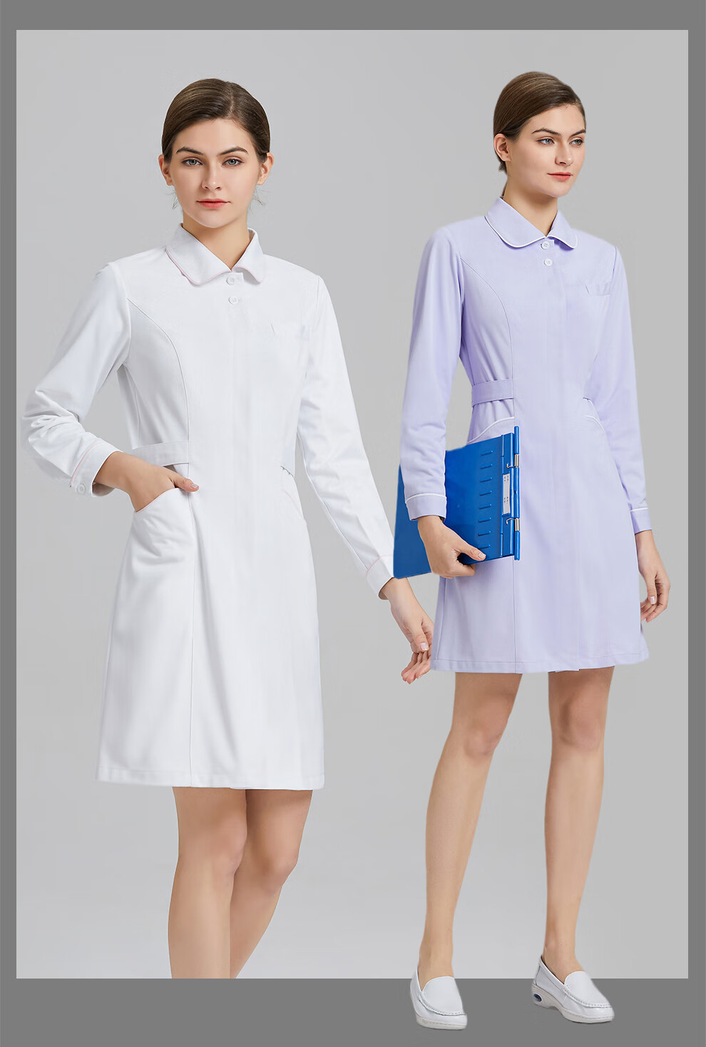 缔曼格连体长袖护士服口腔诊所医院美容院工作服牛奶白s