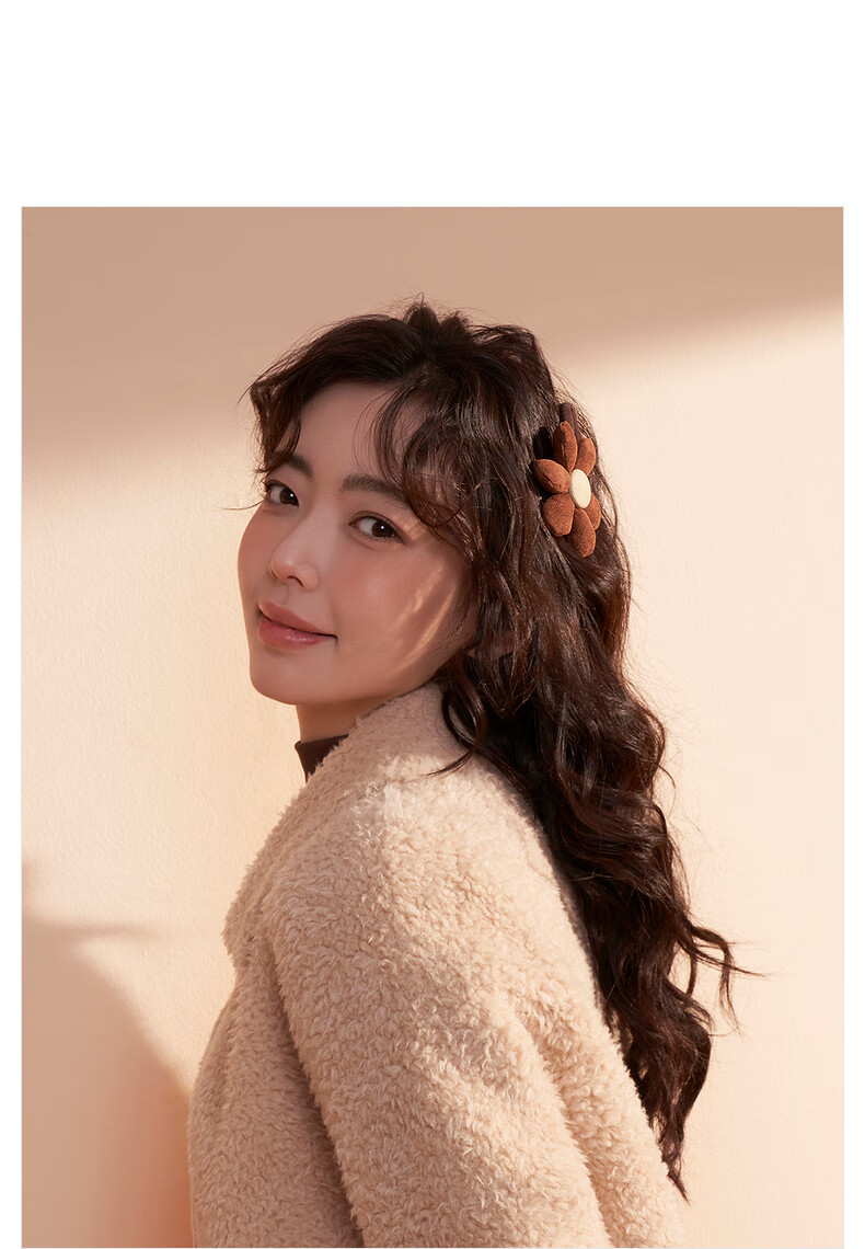 ajidou阿吉豆焦糖玛奇朵系列甜美可爱花朵发夹 棕色 长11.3cm 宽7.