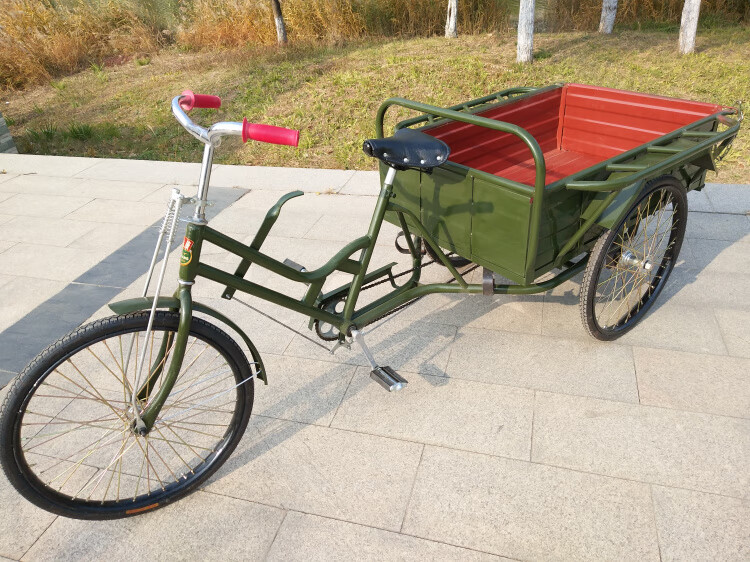 拉货 夜市摆地摊军绿加重拉货载重老人脚踏蹬人力三轮车自行车力车的