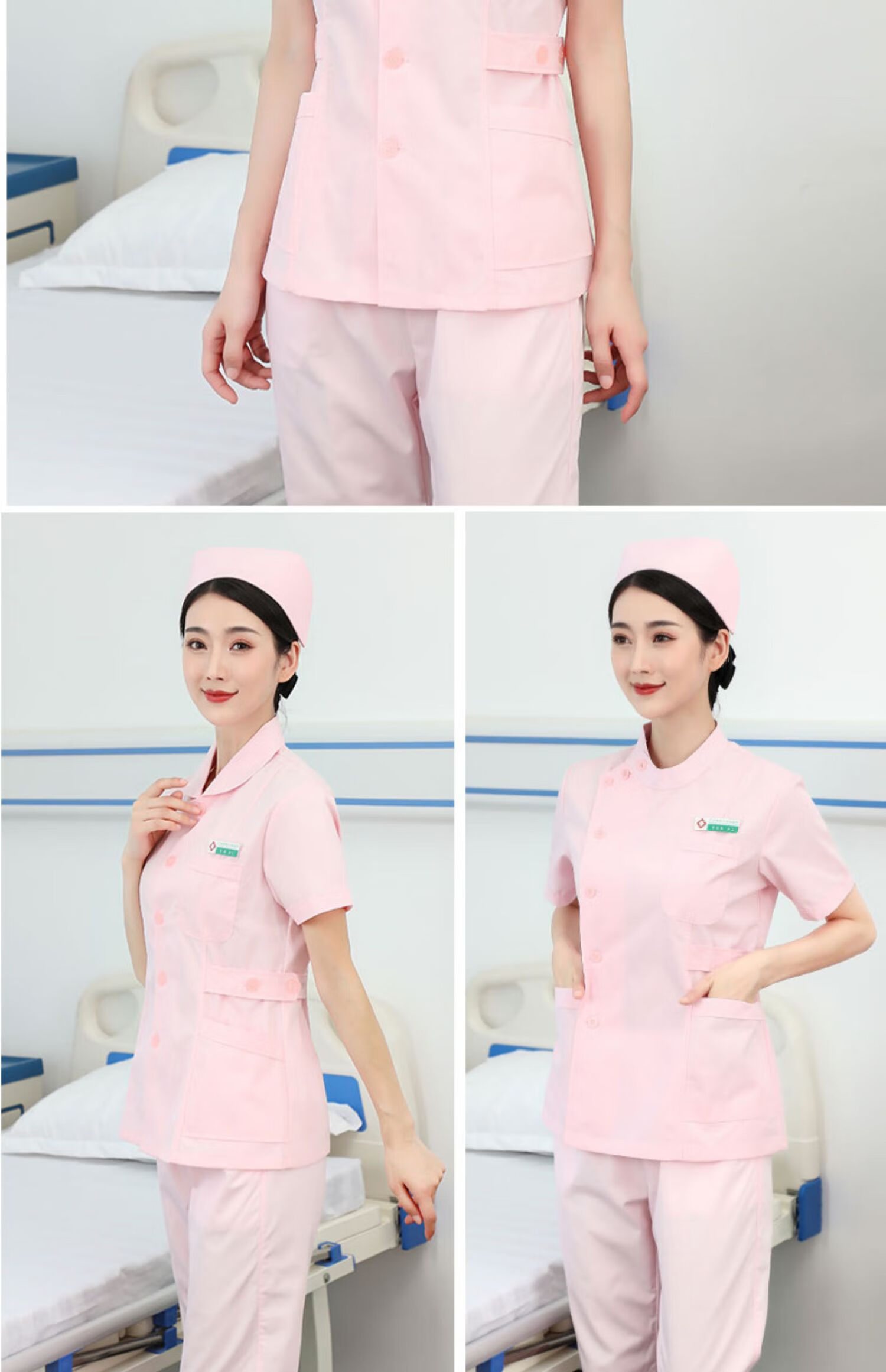 菲寓 护士服护士服长袖女夏季夏装女款分体套装蓝色医护工口腔工作服