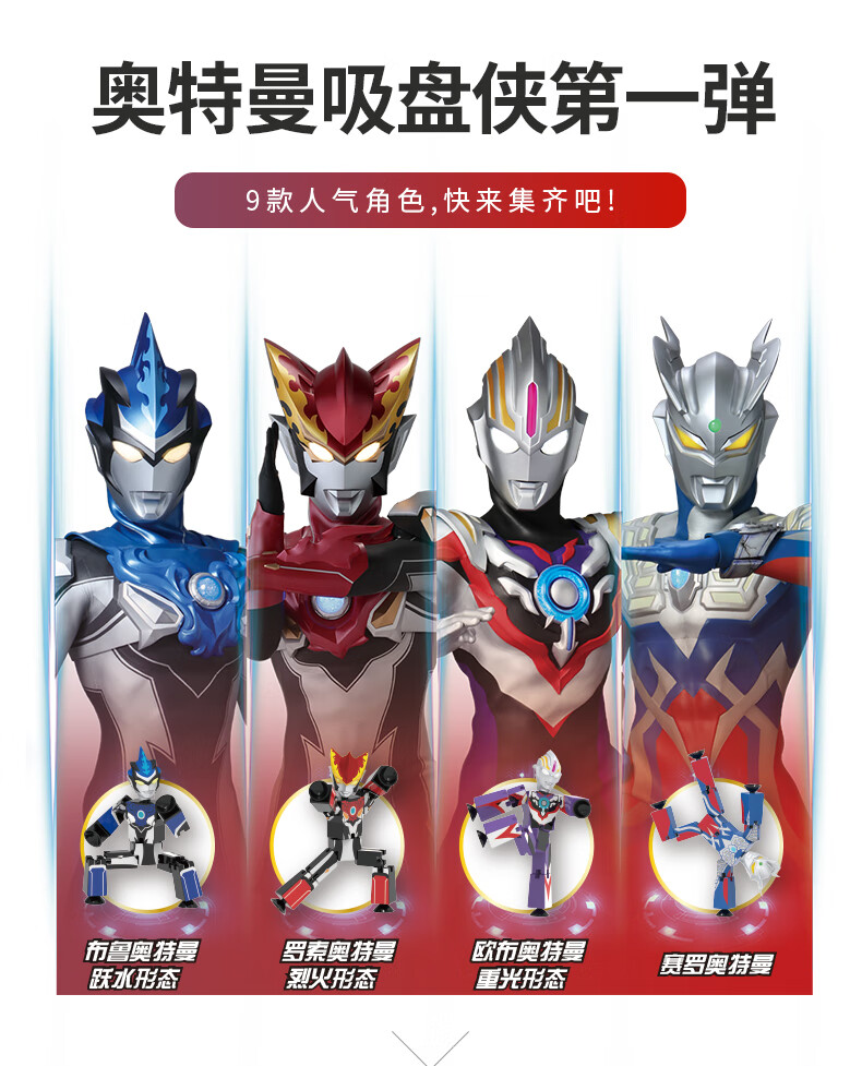 2022新款灵动创想 拉拉手奥特曼男孩女孩儿童盲盒玩具奥特超可动吸盘