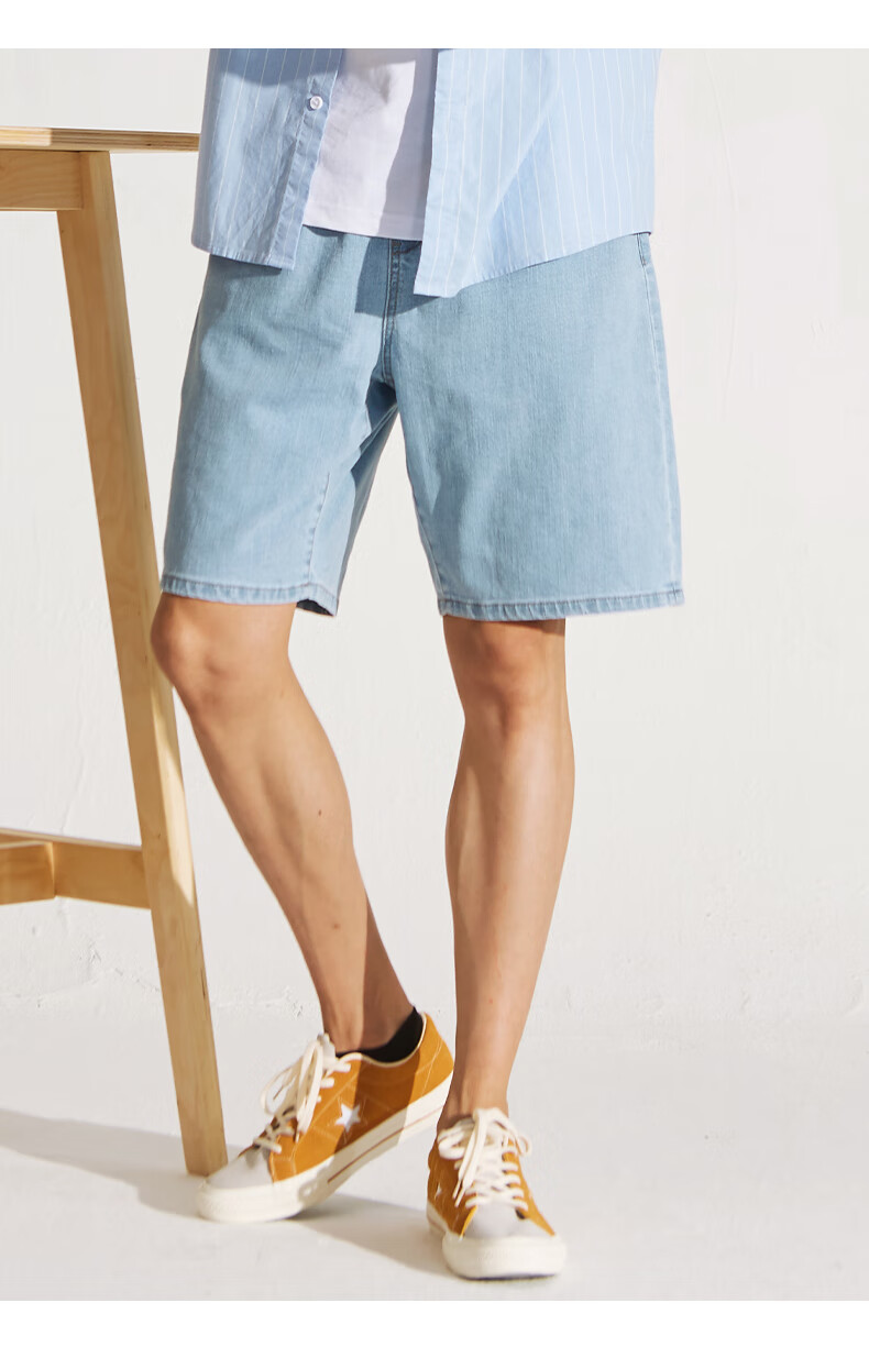 以纯线上品牌a21夏季新款2020男装 男士浅色弹力牛仔裤休闲短裤潮流