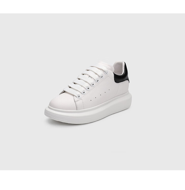 m60潮人潮牌休闲小白鞋女2022春季新款时尚真皮厚底板鞋黑色36