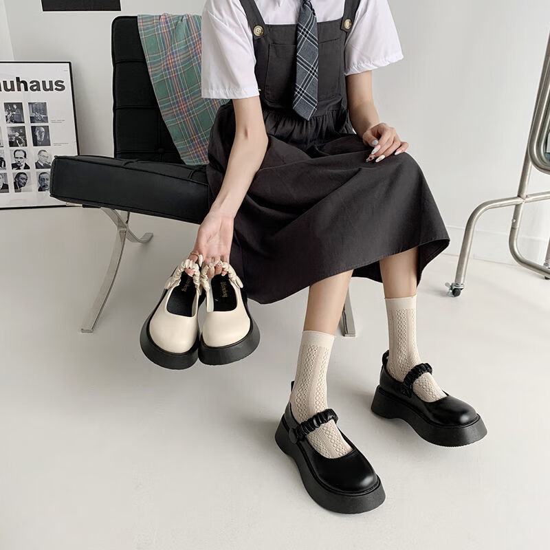 森马小皮鞋女22年夏季新款日系jk制服春季英伦风复古大头松糕厚底