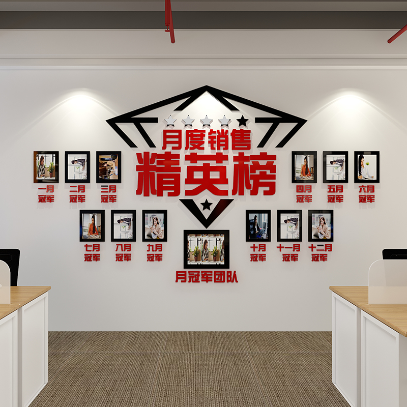 茂语销售荣誉榜员工风采照片墙展示办公室墙面贴装饰布置公司企业文化