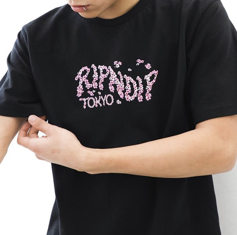 boy bees正品2020夏季ripndip贱樱花中指短袖男女圆领t恤宽松上衣半袖