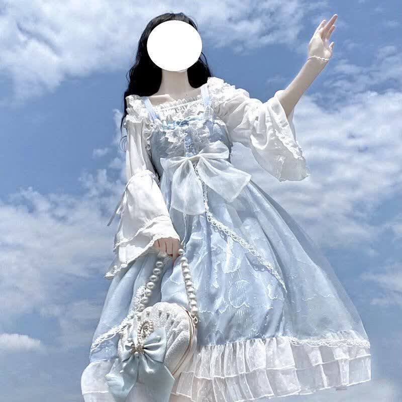 lolita洛丽塔洋装贝壳提花吊带jsk连衣裙夏装少女日常公主裙lo温柔