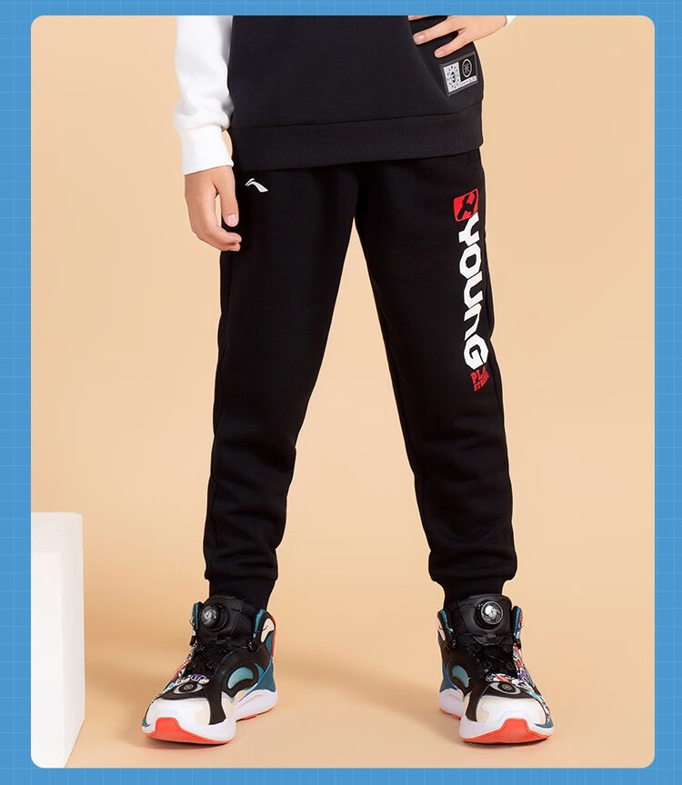 大童春秋季新款卫裤青少年612岁儿童长裤休闲运动裤男童裤子标准黑