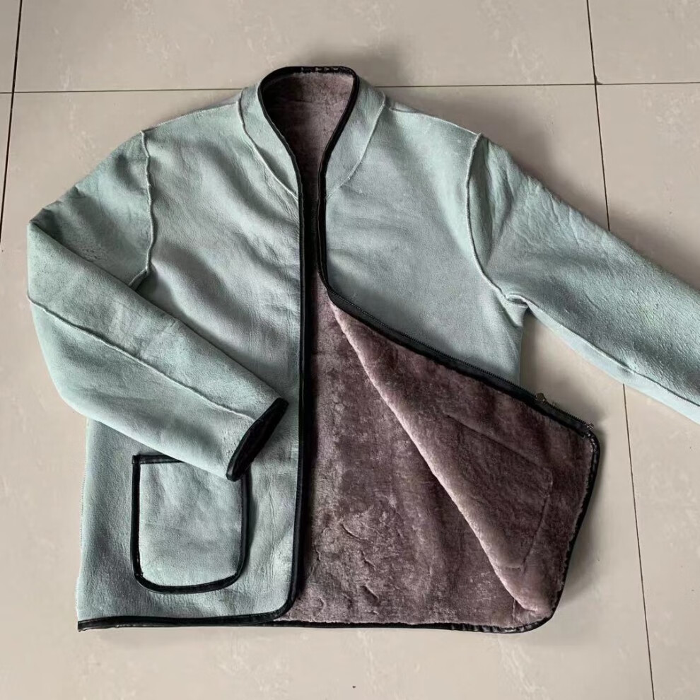 老人穿的羊毛棉袄中老年男羊皮皮毛一体外套羊皮袄内胆大码上衣白毛