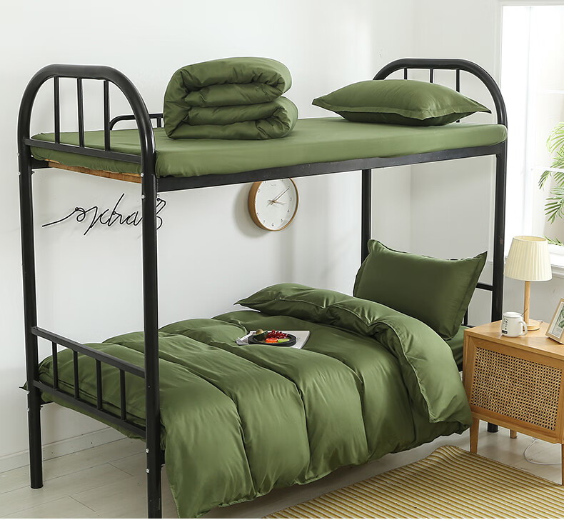 军训被子四件套床上用品学生宿舍军训军绿色床褥被子一整套 bd黑白