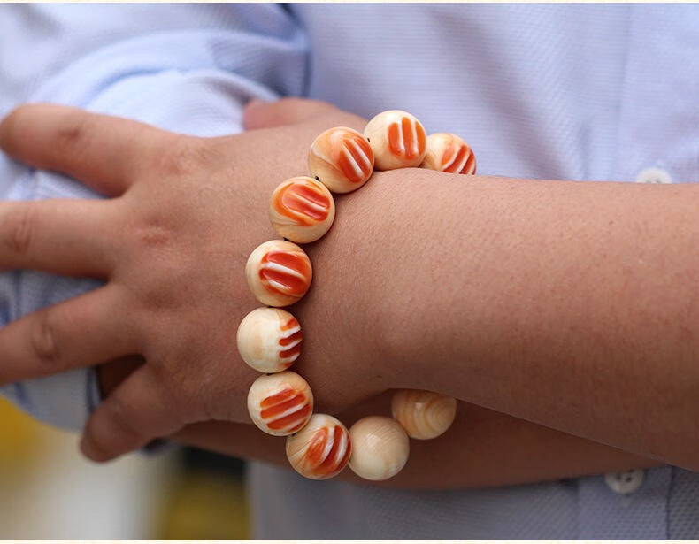 朴春(puchun)海南天然血槽万宝螺手串 血贝壳珠链手链情侣男女单圈