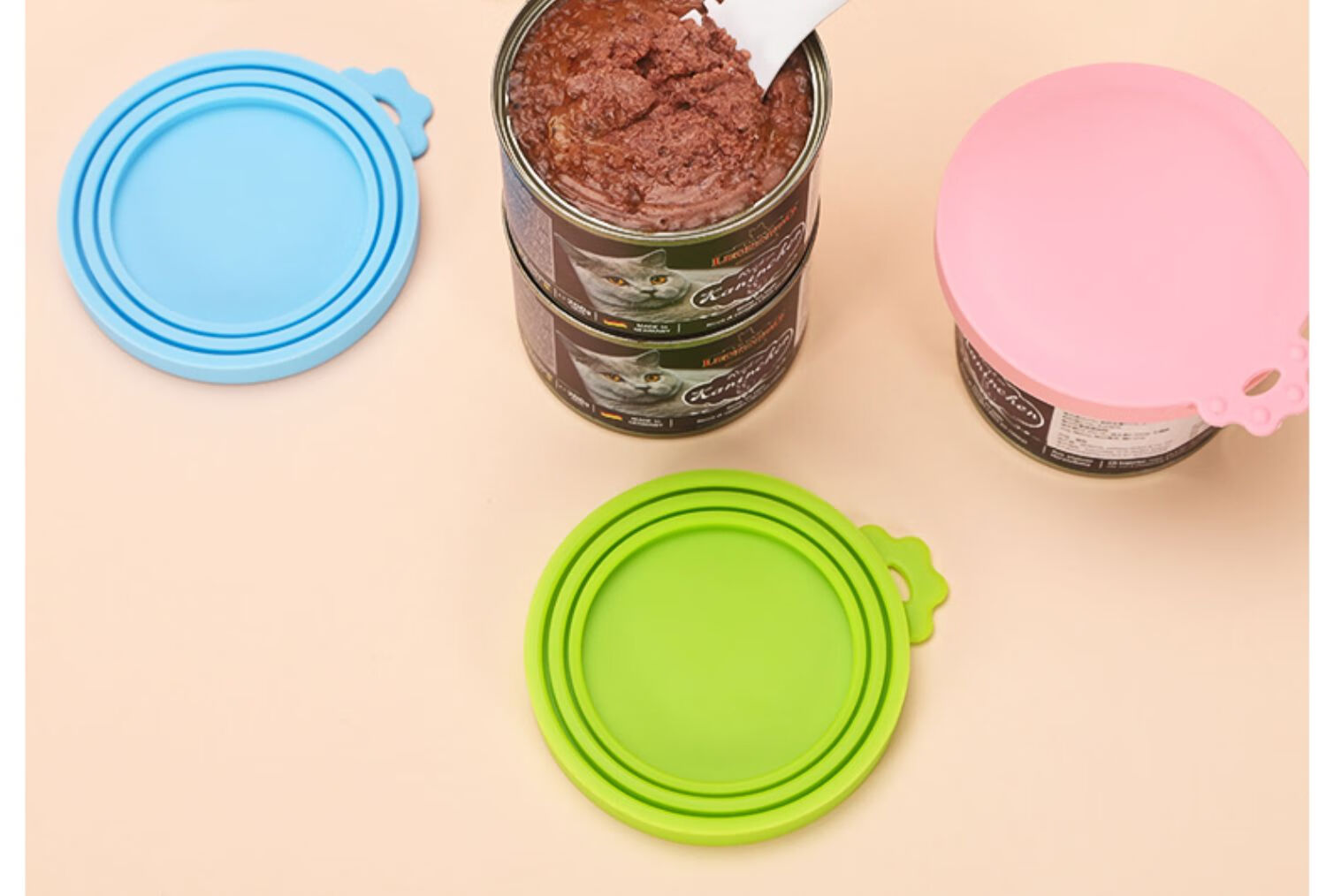 猫罐头盖保鲜硅胶盖子宠物狗罐头密封盖通用封口盖密封盖罐头硅胶粉色