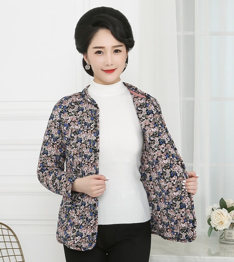 东北花棉袄 妈妈大花袄中老年人女装居家花棉衣女冬装弹力棉妈妈冬季
