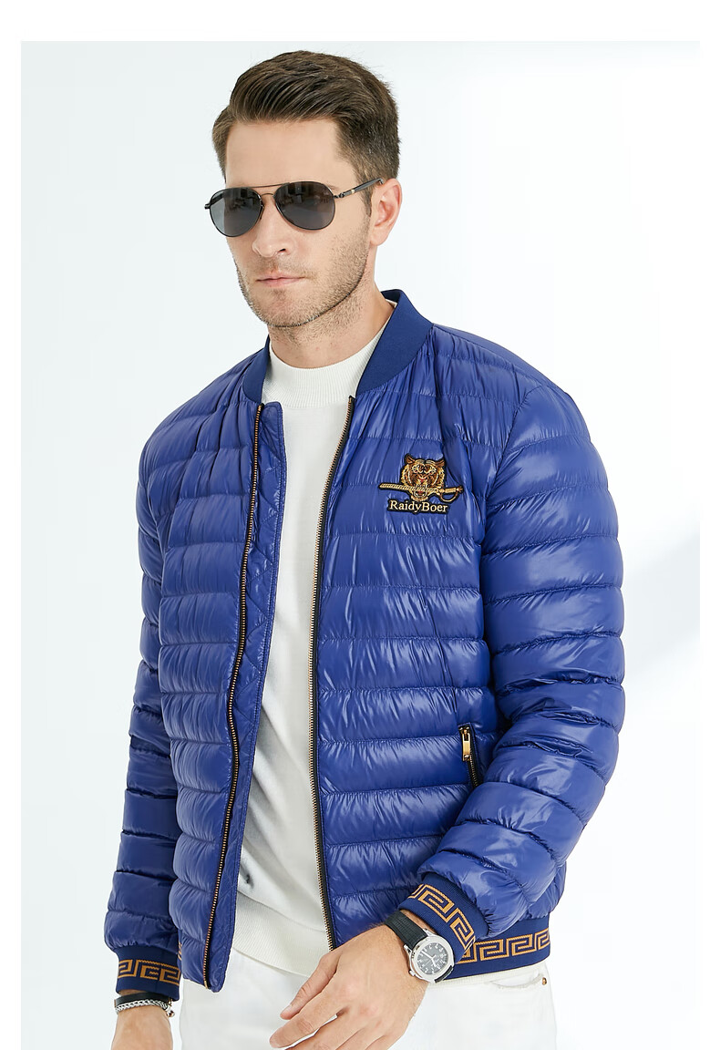 raidy boer/雷迪波尔男装秋冬可收纳贴布绣白鸭绒轻薄羽绒服8081 黄色