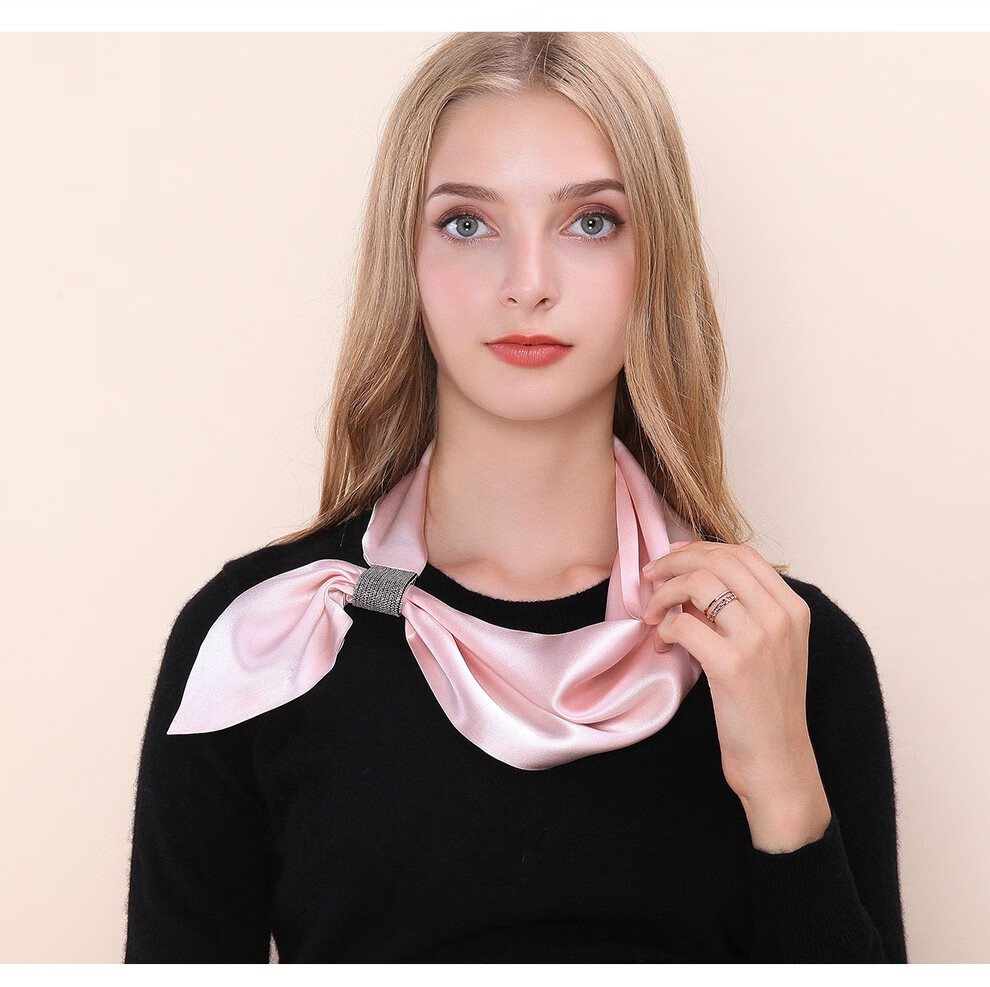 上海故事上海故事真丝小领巾女职业领巾丝巾女银色