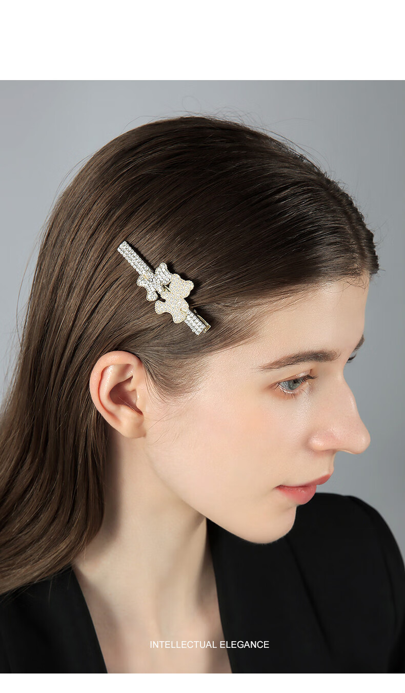 女生可爱小熊发卡女侧边2022年新款潮碎发刘海一字夹子ins蝴蝶结头饰