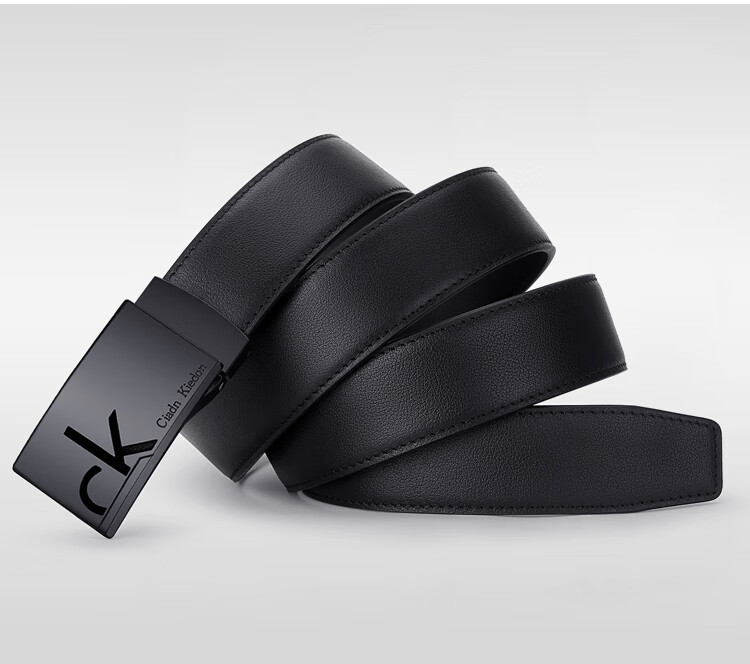 ck皮带 男士皮带平滑扣头层牛皮腰带男款休闲时尚板扣裤带长款男士