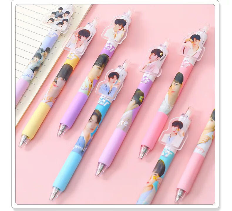 tnt时代少年团周边高颜值按动笔马嘉祺刘耀文丁程鑫贴片笔 粉色张真源