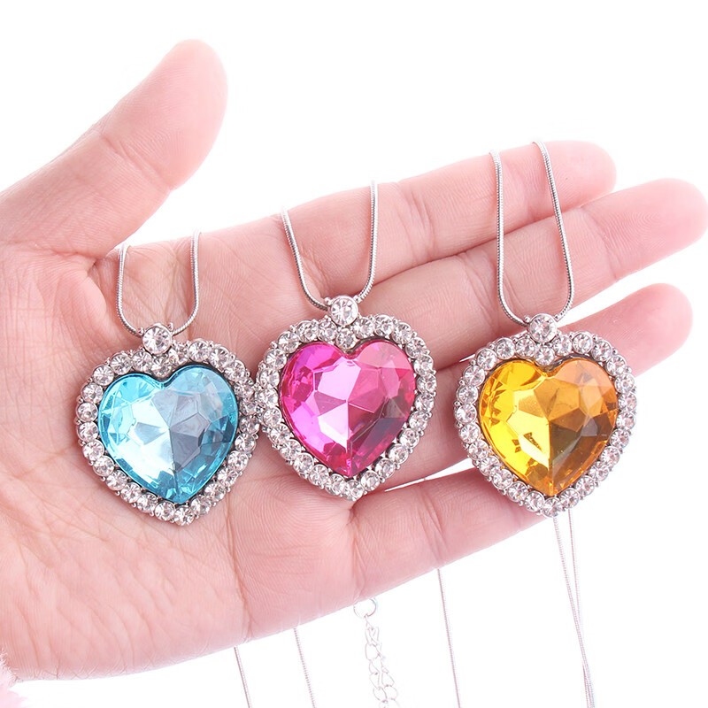 万宝资-儿童项链水晶仿宝石钻石项链爱心心形桃心项链宝石玩具项链小