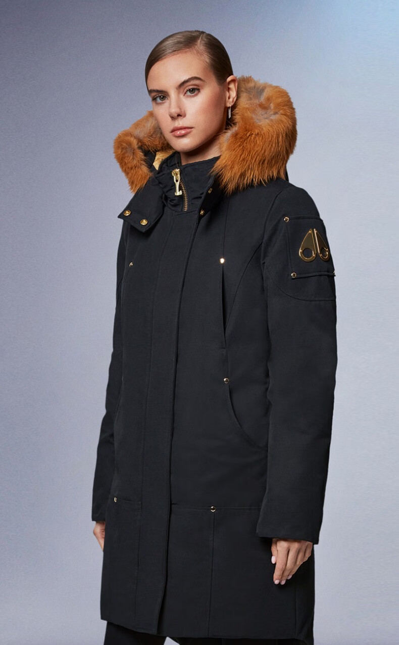 mooseknucklesgrandmetis女士休闲羽绒派克大衣黑色金色s