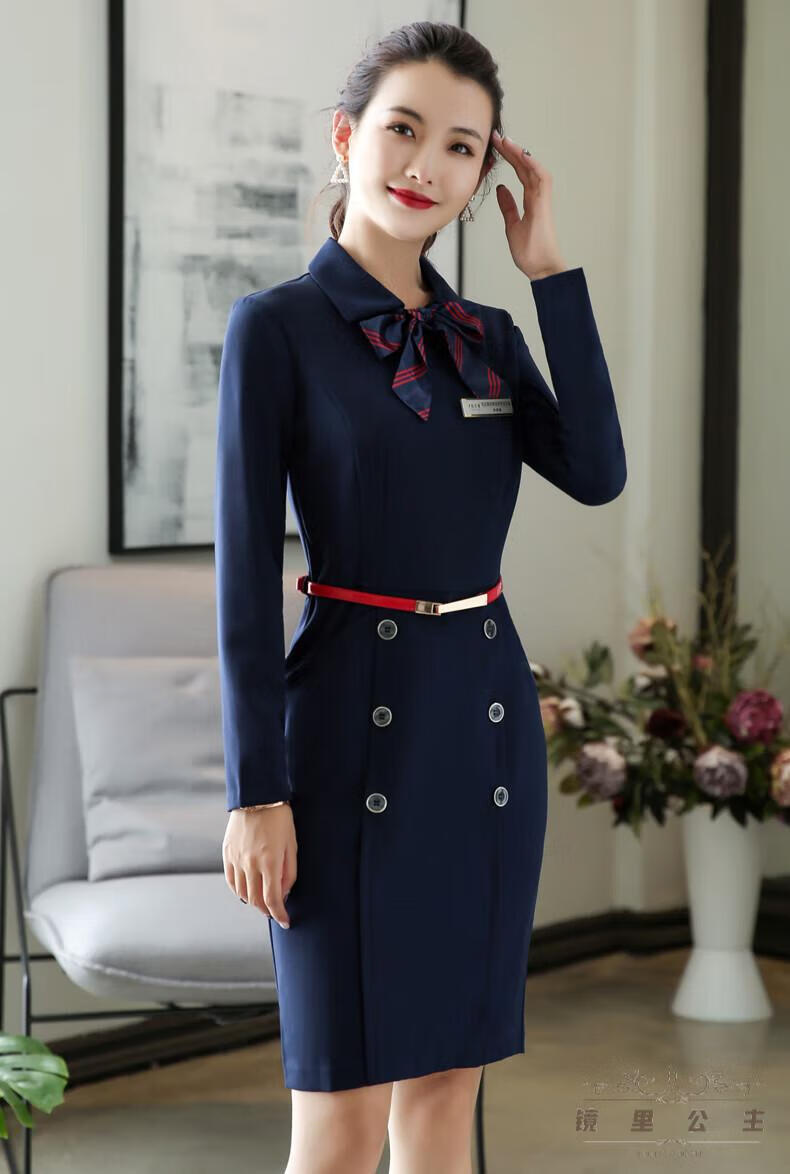 空姐制服 售楼部水吧工作服女夏客服接待气质修身工装职业装空姐制服