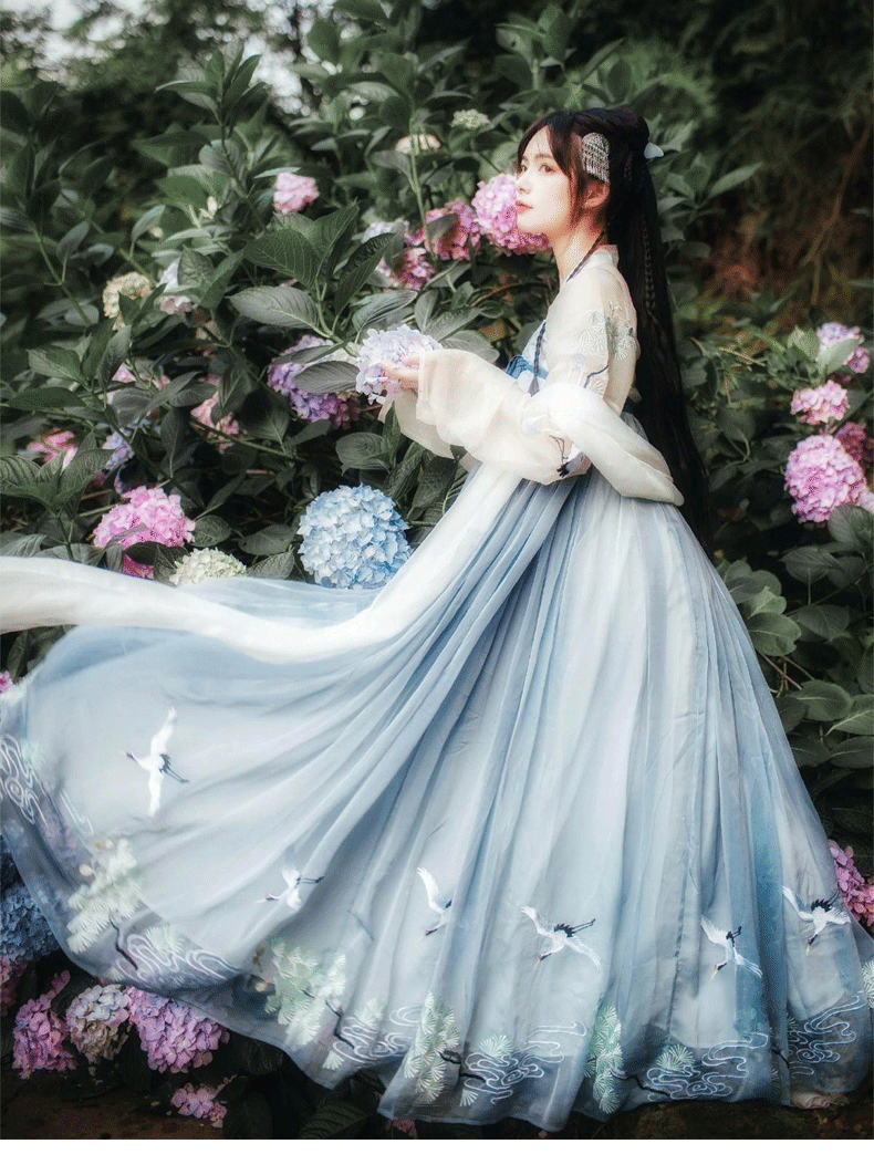 汉服女学生古装仙女裙齐胸襦裙古装汉服夏装日常改良古风清新淡雅唐装