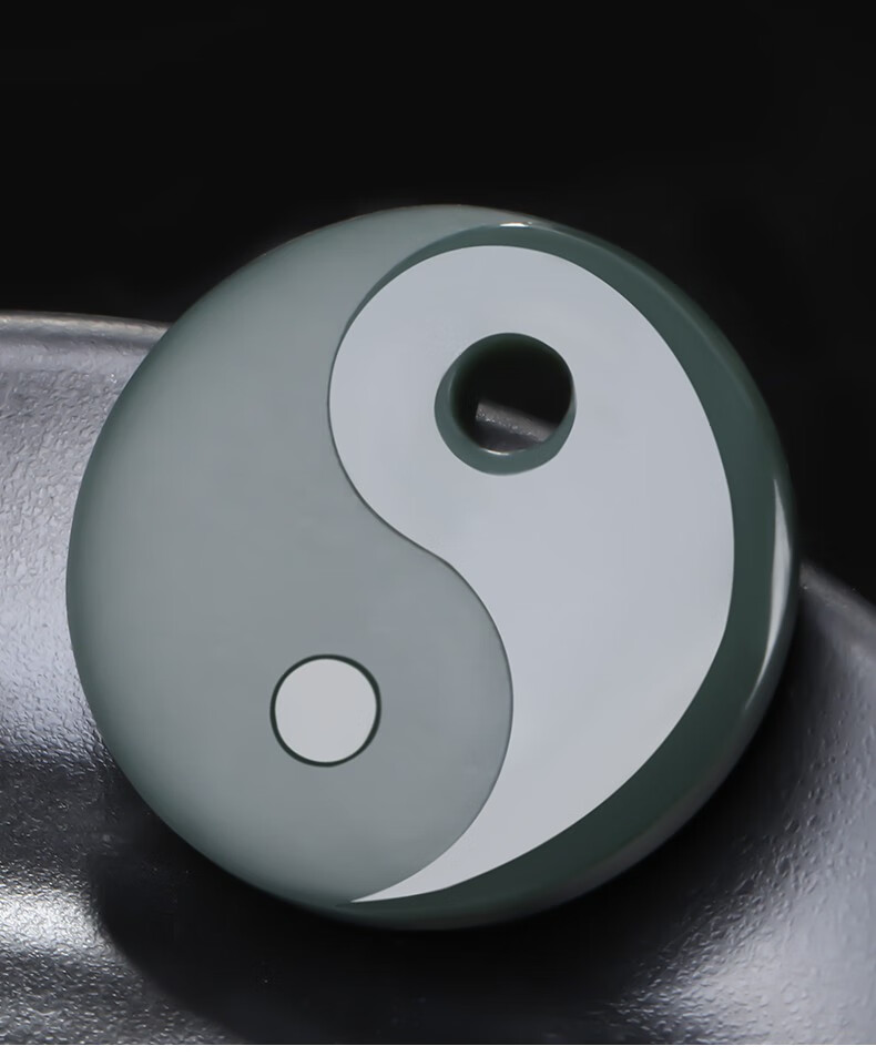 檀福匠新疆和田玉太极八卦吊坠玉佩玉牌道家挂件塔青一细料青玉玉石送