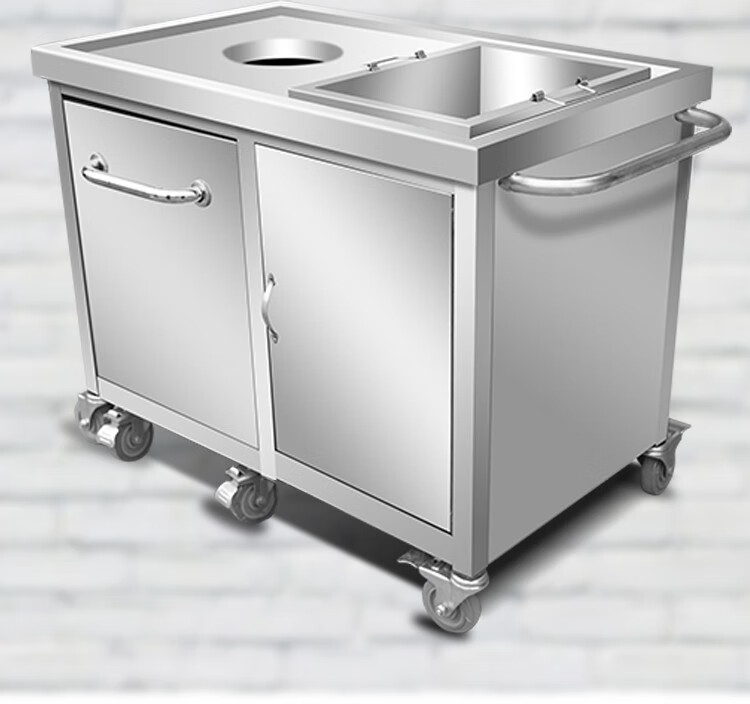 财殿不锈钢收残台商用收餐车酒店食堂厨房餐厅餐具垃圾残食收集回收车