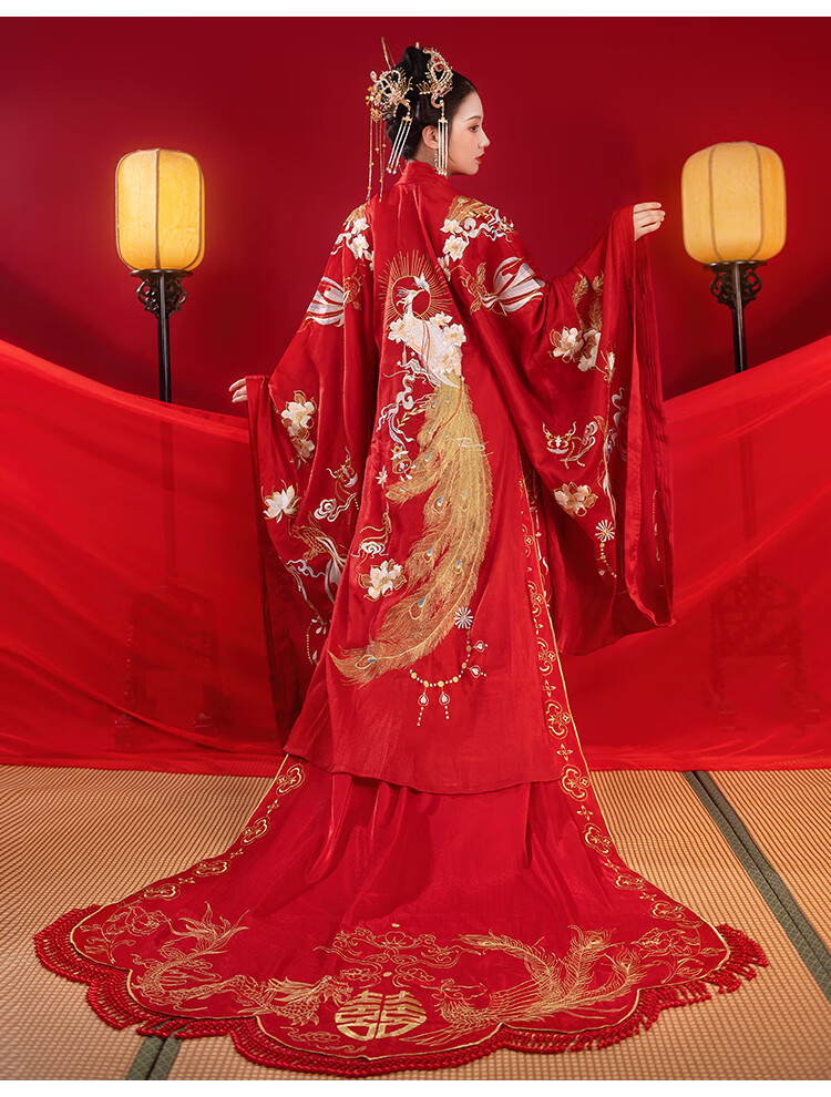 凤冠霞帔整套婚纱古装婚服结婚汉服定制河汉涓埃朱砂痣原创红色嫁衣