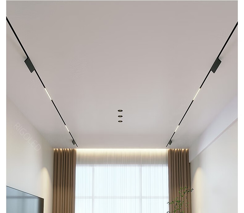 米家智能极窄明装磁吸轨道灯嵌入式无主灯客厅暗藏预埋泛光射灯15 3米