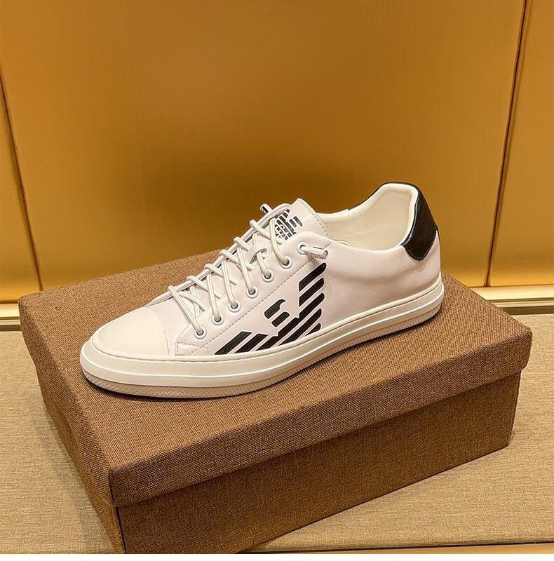 阿玛尼(emporio armani)联名系带小白鞋时尚平底鞋休闲板鞋鞋子潮鞋