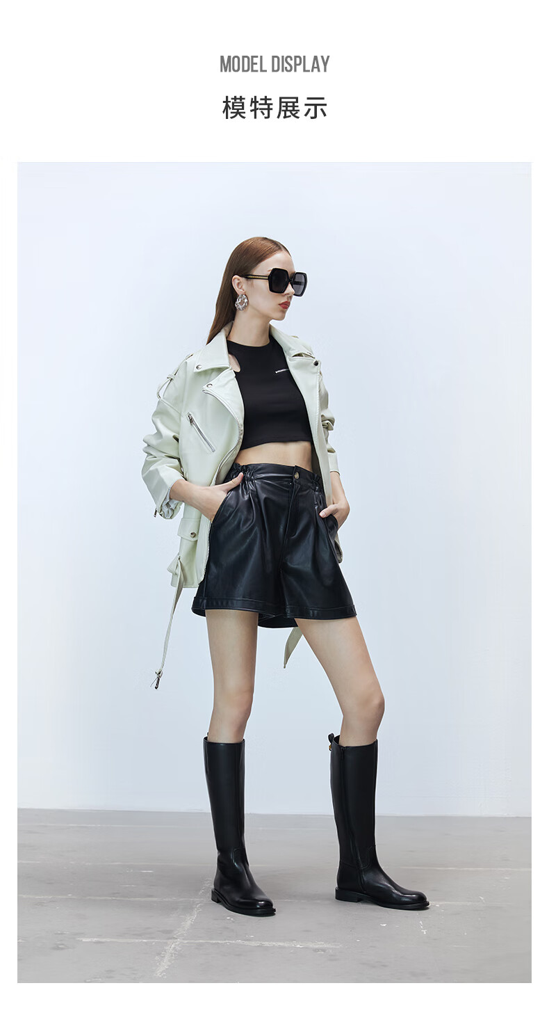 思加图2022冬季新款时装靴长靴高筒靴女皮靴efd06dc2 黑色(绒里) 39